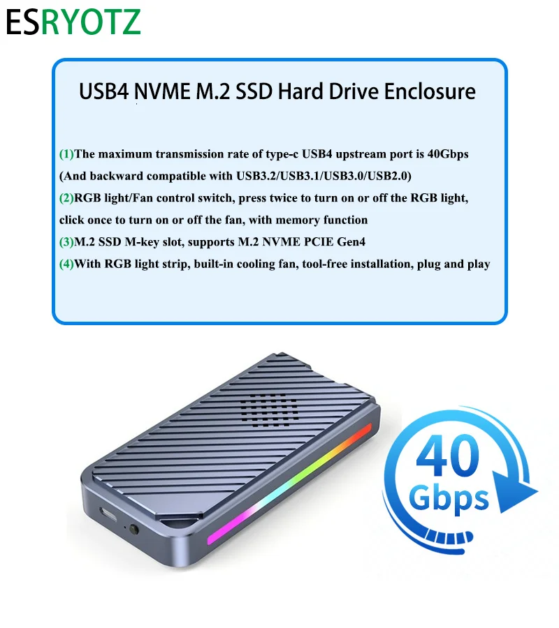 SSD Nvme M2 ̽, Nvme-USB 40gbps M.2 ̽, Nvme ܺ Ŭ, Rgb ̽, Nvme-Thunderbolt 4, ƺ ƮϿ